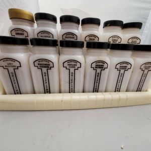 Vintage Griffith Milk Glass Spice Set